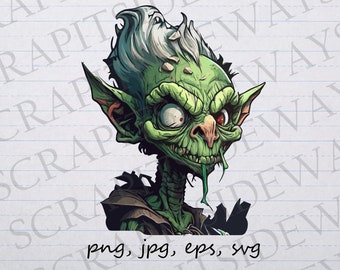 Grappige schele goblin clipart illustraties vectorafbeelding svg png jpg eps sticker ontwerp, schattige goblin, Earth Goblin, Forest Goblin