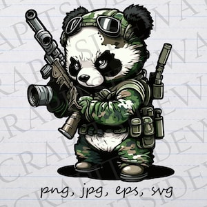 Militär Panda Clipart Vektor Grafik svg png jpg eps