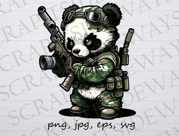 軍隊パンダのクリップアート ベクター グラフィック SVG PNG JPG EPS
