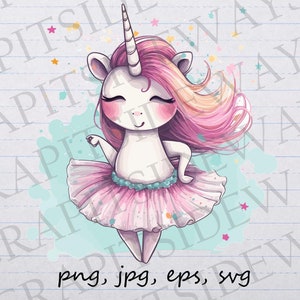 Unicorn Ballerina clipart vector graphic svg png jpg eps sticker design t-shirt design beautiful unicorn cute unicorn dancer