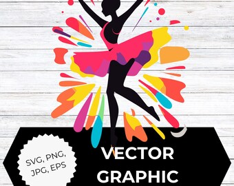Colorful Ballerina Silhouette Clipart | Dance SVG PNG jpg eps | Ballet Dancer Digital Download for Crafts, Stickers, Prints