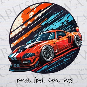 Race car clipart vector graphic svg png jpg eps blue and red automobile