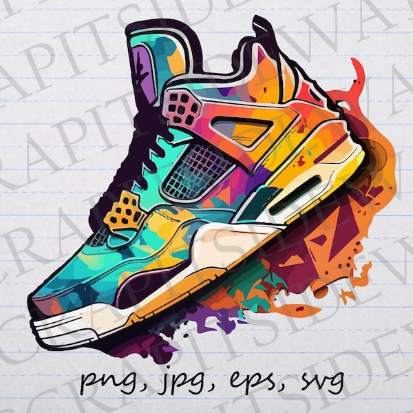 Colorido Sneaker clipart vector gráfico svg png jpg eps zapato cabeza de zapatilla cabeza de zapatilla