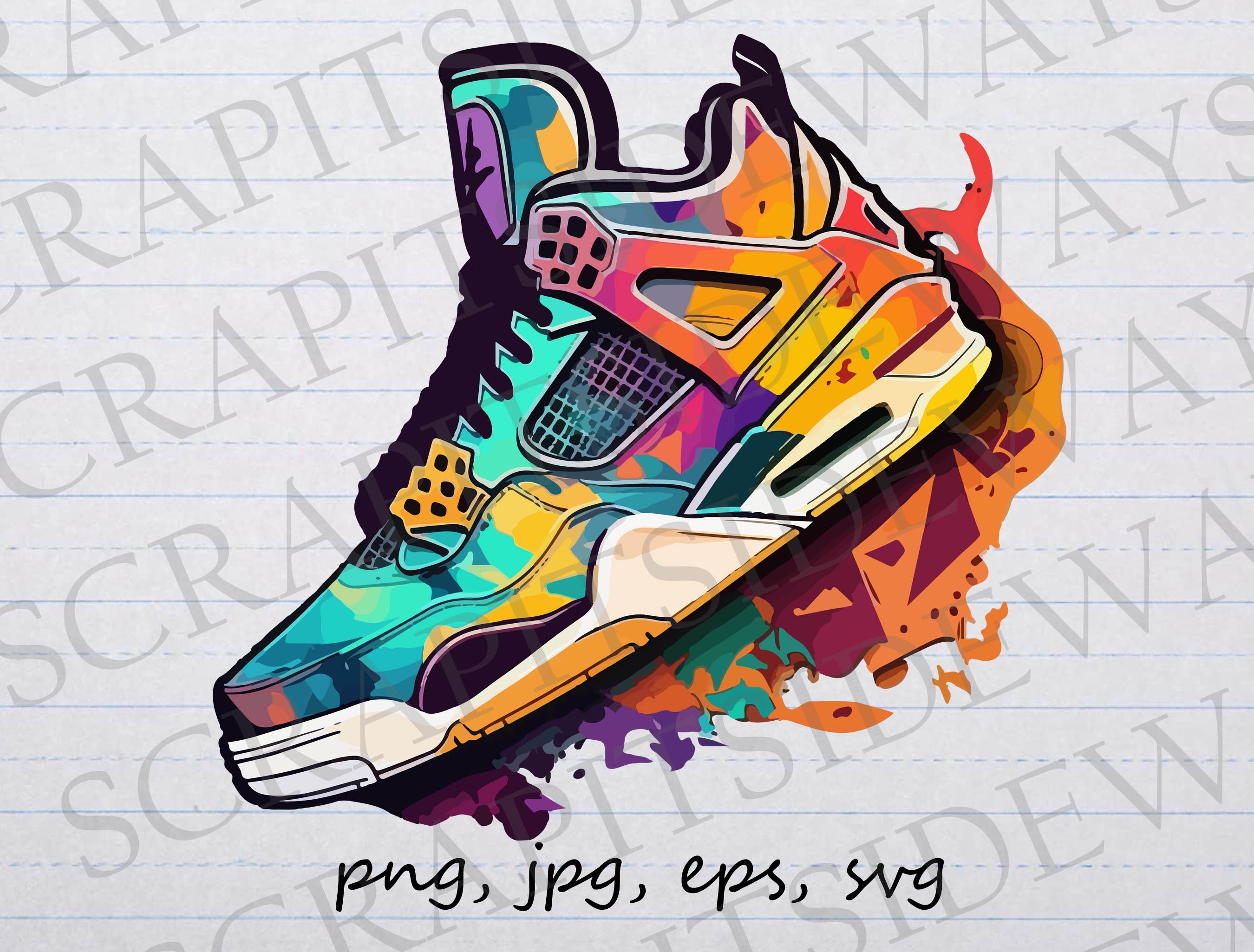 Colorful Sneaker Clipart Vector Graphic Svg Png Jpg Eps Shoe