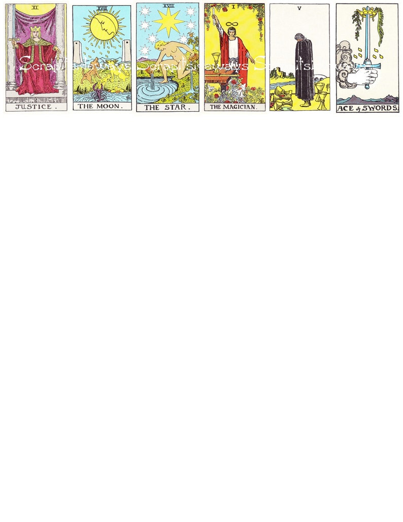 Set of 78 Rider Waite Tarot Cards Digital Collage Sheet | Etsy