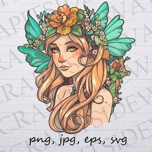 Boho fairy 2 clipart grafica vettoriale svg png jpg eps design t-shirt fata autunnale bella fata