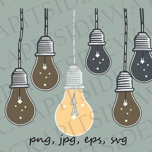 Lightbulbs clipart vector graphic svg png jpg eps sticker design t-shirt design hanging lights