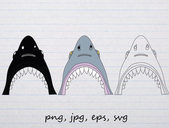 Shark Mouth Bite Face Silhouette Clipart Vector Graphic - Etsy