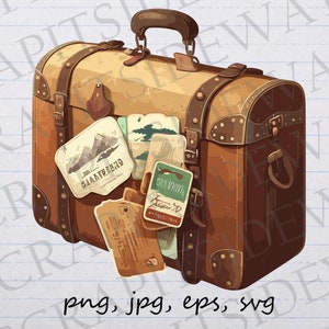 Vintage equipaje clipart vector gráfico svg png jpg eps equipaje viaje diseño de camiseta diseño de etiqueta