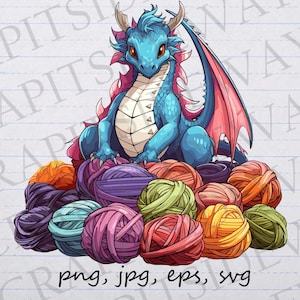 Drache mit Garn Clipart Vektorgrafik svg png jpgeps eps