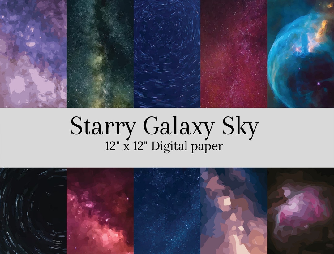 Starry Galaxy Night Sky Digital Paper Set of 10 Digital Download ...