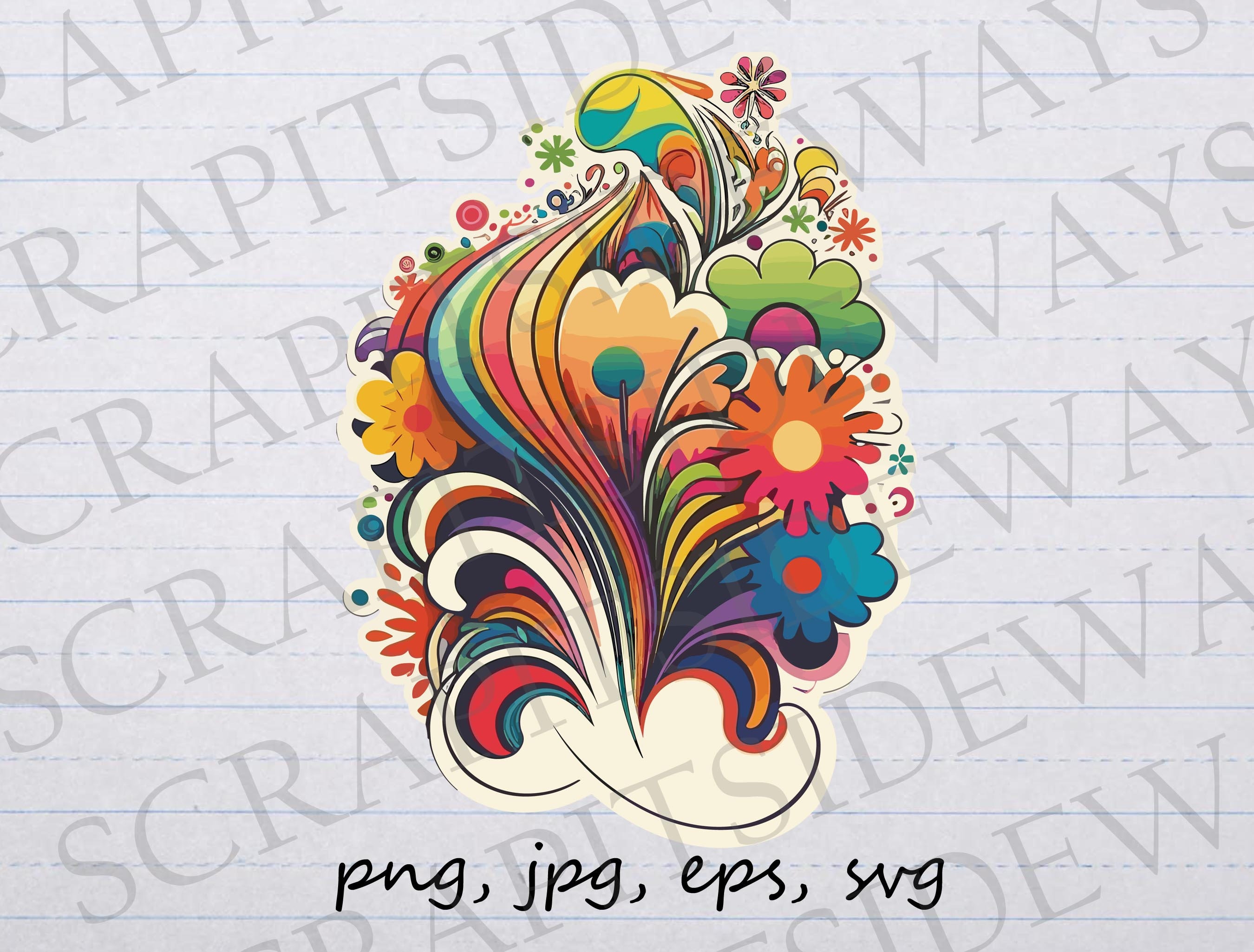 70s Groovy Flowers Clip Art Clipart Vector Graphic Svg Png Jpg Eps ...
