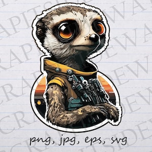 Sci fi Meerkat pilot clipart vector graphic svg png jpg eps futuristic meerkat t-shirt design sticker design