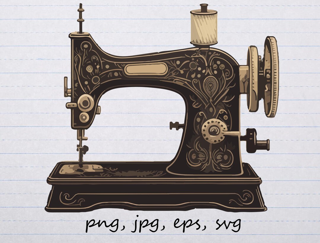 Vintage Sewing Machine Vector Graphic Svg Png Jpg Eps Clipart