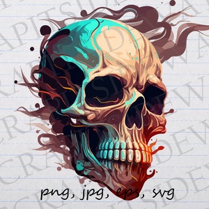Skull with smoke clipart vector graphic svg png jpg eps poison halloween spooky creepy