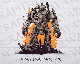 Battle mech robot clipart vector graphic svg png jpg eps sticker design t-shirt design fighter robot