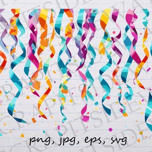Banderoles colorées clipart vectoriel svg png jpg eps explosion fête célébration anniversaire confettis