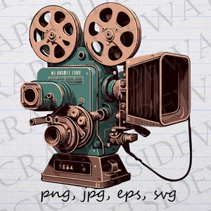 Vintage Movie camera clipart vector graphic svg png jpg eps film camera films movies filmography