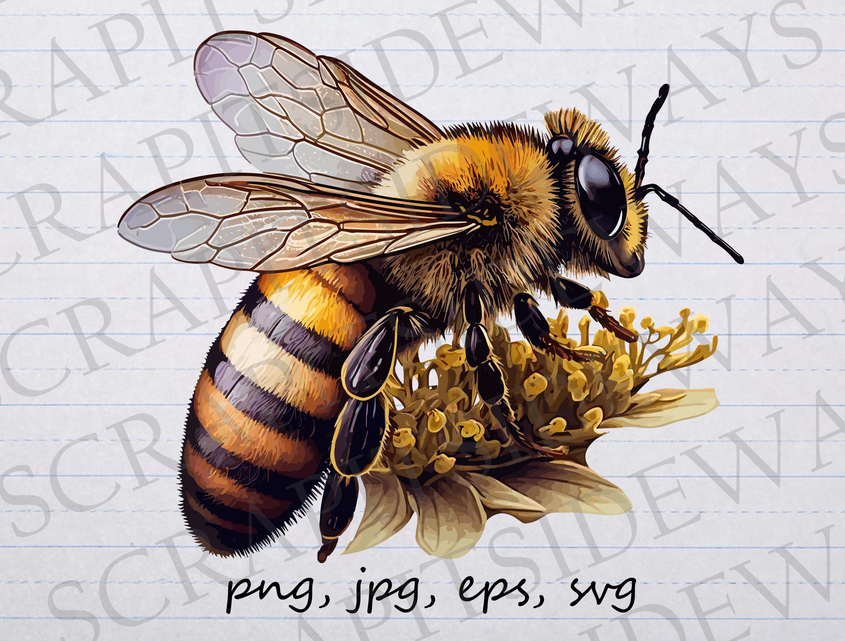 Honey Bee With Flower Clipart Vector Graphic Svg Png Jpg Eps Save the ...