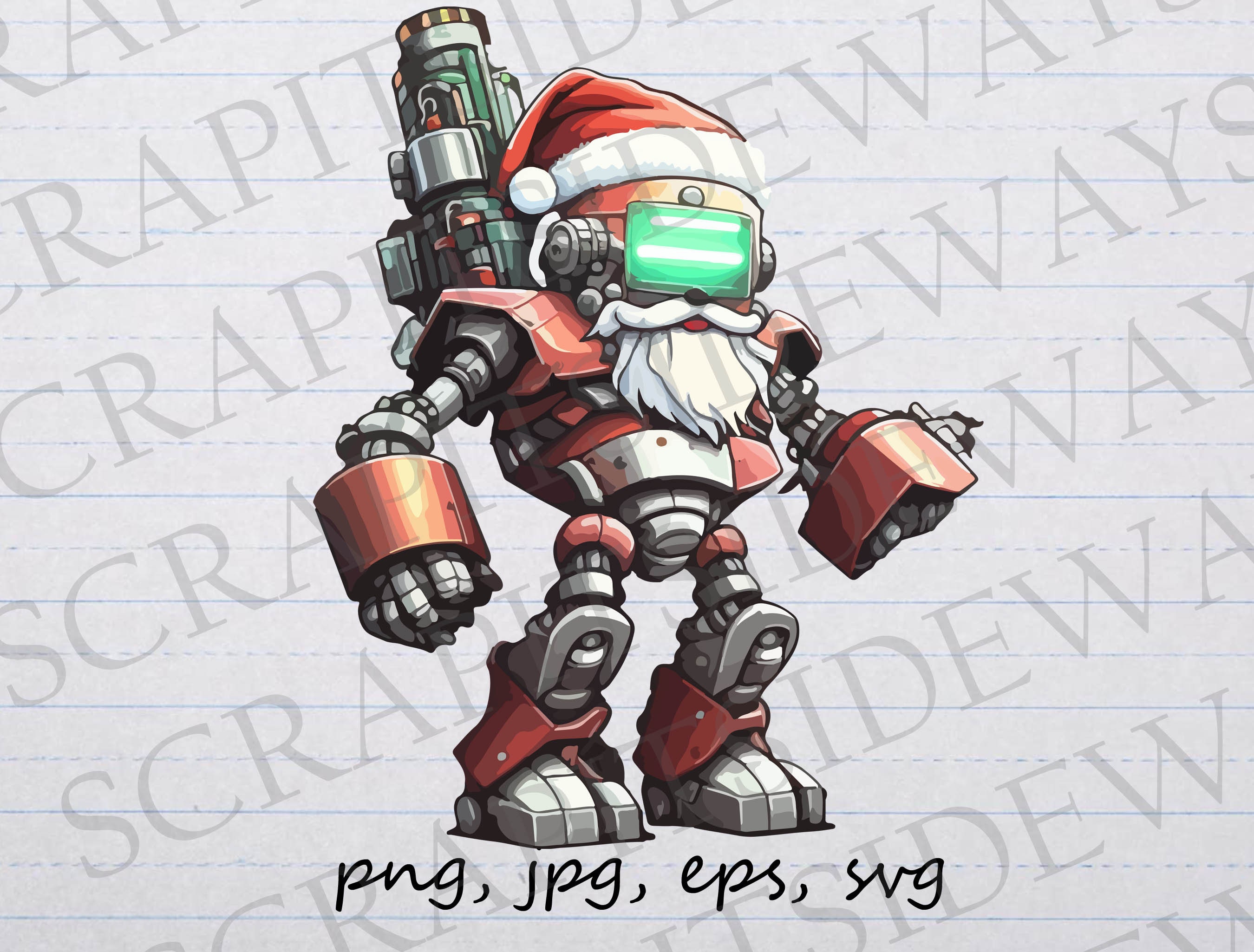 Robot Santa Claus Clipart Vector Graphic Svg Png Jpg Eps