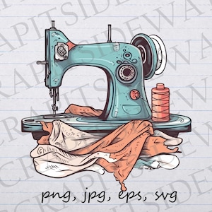 Vintage Sewing Machine clip art vector graphic svg png jpg eps clipart, seamstress, quilting