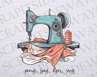 Vintage Sewing Machine clip art vector graphic svg png jpg eps clipart, seamstress, quilting