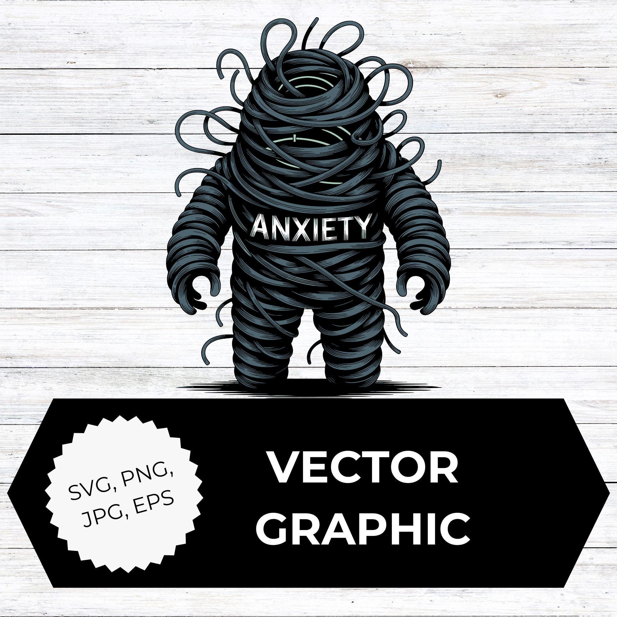 Anxiety Monster Clipart | Tangled Thread Creature | Mental Health ...