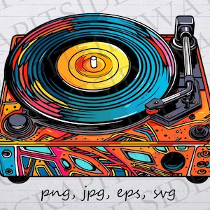 Plattenspieler Clipart Vektor Grafik svg png jpg eps lps Schallplatten Plattenspieler