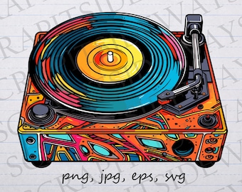 Plattenspieler Clipart Vektor Grafik svg png jpg eps lps Schallplatten Plattenspieler