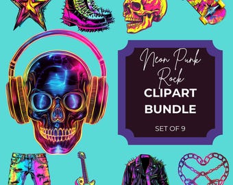 アート・デザイン・音楽 PUNK Hardcore Punk Music Artwork Vibrant Skull With Headphones