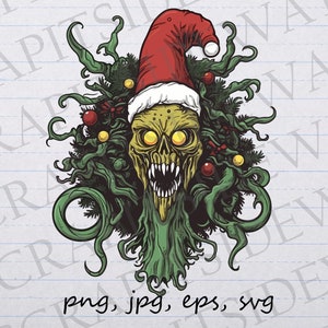 Christmas Demogorgon clipart vector graphic svg png jpg eps t-shirt design sticker design spooky xmas horror christmas scary christmas