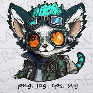 Lemur space pirate  clipart vector graphic svg png jpg eps cute steampunk space punk