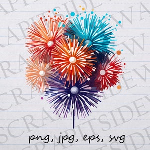 Kleurrijk vuurwerk clipart vectorafbeelding svg png jpg eps explosie feest viering