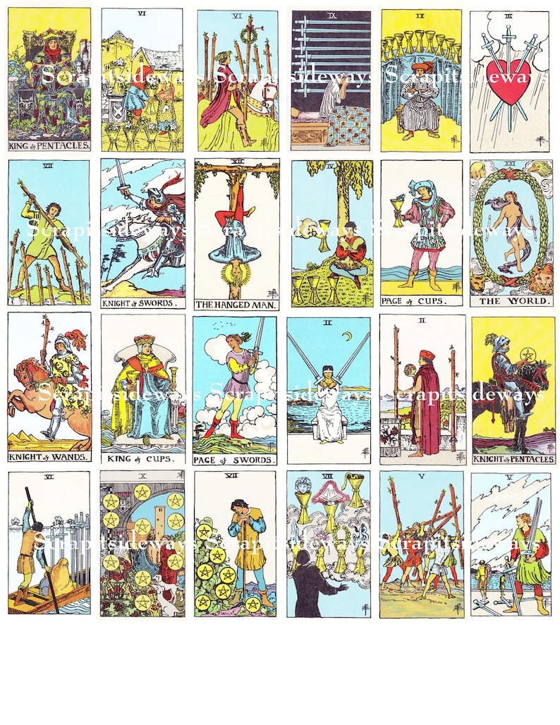 set-aus-78-rider-waite-tarot-karten-digitale-collage-blatt-etsy