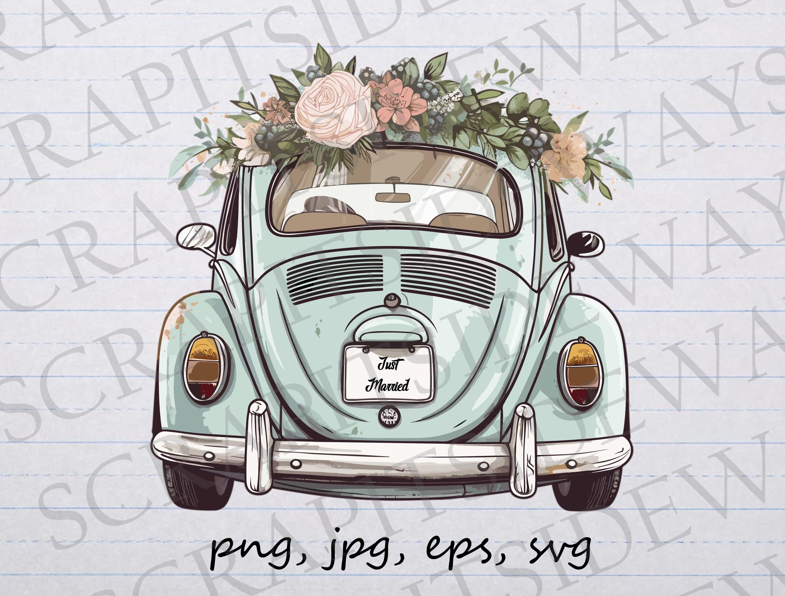 Just Married Car Clip Art Clipart Vector Graphic Svg Png Jpg Eps ...