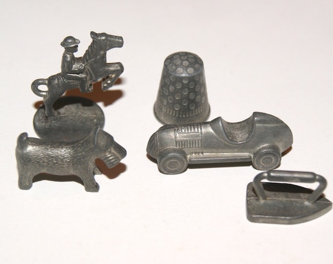 Lot of 5 Vintage Monopoly Metal Game Pieces Thimble Horse Race Etsy