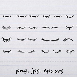 Lot of 16 pairs of eyelashes eyes clipart vector graphics and elements svg png jpg eps face elements
