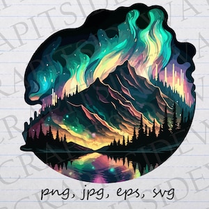 Nordlichter Clipart Vektorgrafik svg png jpg eps nördliche Szene Berge
