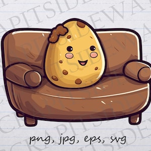 Patata de sofá clipart vector gráfico svg png jpg eps comida divertida patata divertida patata linda