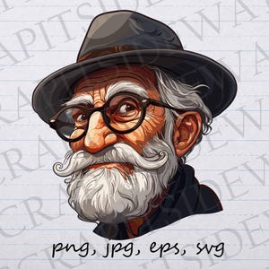 Skurril alter Mann Clipart Vektorgrafik svg png jpg eps Opa, Papa, älterer Mann, Mann mit Schnurrbart