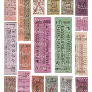 Vintage Bus Tickets Digitale Collage Blatt Transport Ticket Reise Digitale Scrapbooking SOFORTIGER DOWNLOAD druckbare Bilder DC-011
