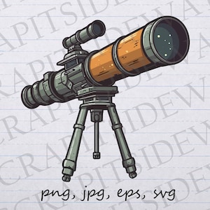 Telescoop glinsterende clip art clipart vectorafbeelding svg png jpg eps, sterrenwaarneming, sterrenkijken, verkenning van de nachtelijke hemel, sterrenkijker