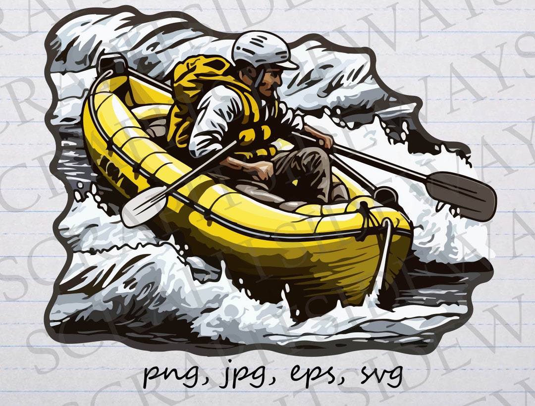 White Water Rafting Clipart Vector Graphic Svg Png Jpg Eps Kayaking - Etsy