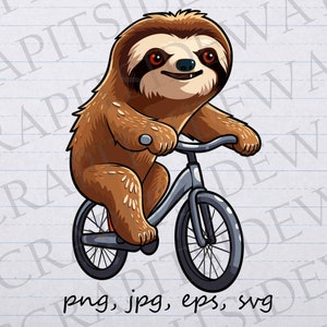 Faultier auf dem Fahrrad Clip Art Clipart Vektorgrafik svg png jpg eps, Faultier auf dem Fahrrad