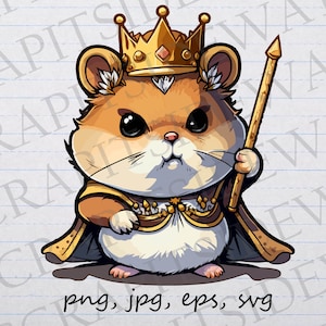 Hamster king clipart vector graphic svg png jpg eps royal hamster