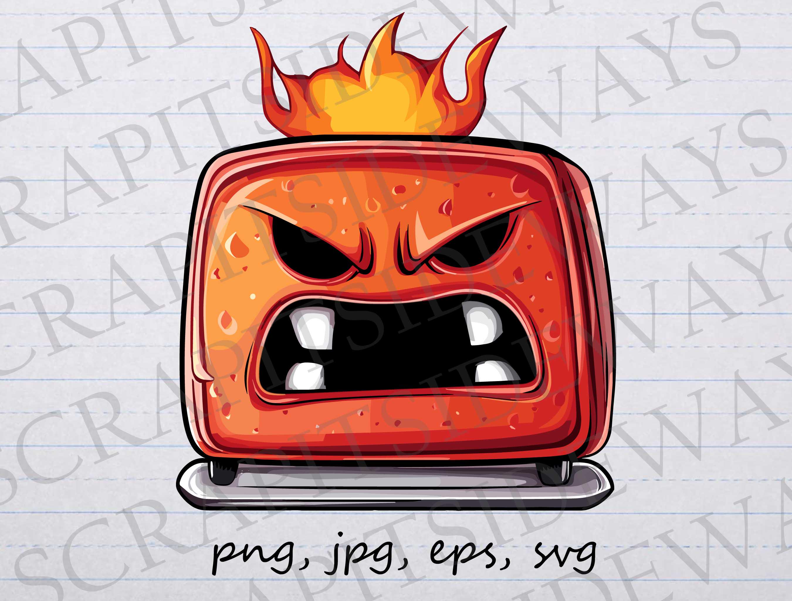 Angry Toaster Clip Art Clipart Vector Graphic Svg Png Jpg Eps, Hot