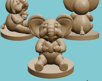 Elephant with heart STL File ONLY, cute elephant, love elephant, 3D printing file to paint, 3D print, kids 3D print file