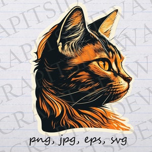 Cat side profile clipart vector graphic svg png jpg sticker design t-shirt design kitty kitten cat lover cat mom