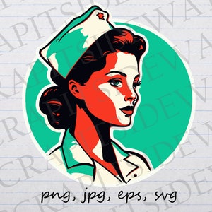 Pop art Nurse clipart vector graphic svg png jpg eps nursing hospital first responder