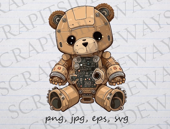 ロボットテディベアクリップアートベクターグラフィックSVGPNGJPGEPSSF